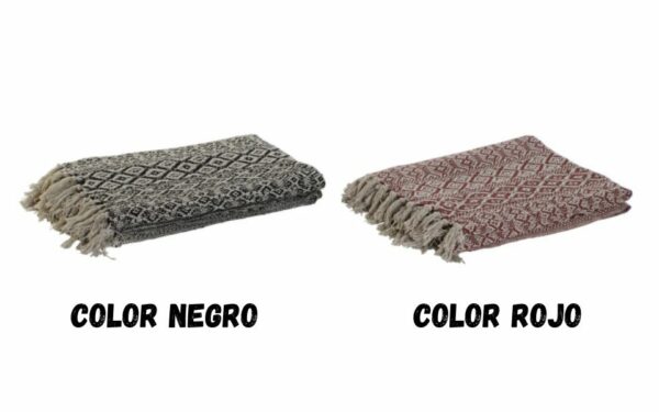 Plaid algodón 130x170 450 GSM, flecos rojo.