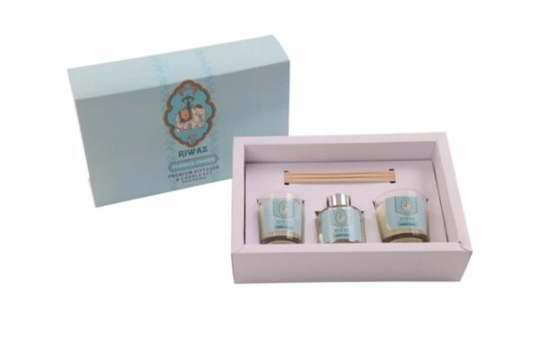 Vela Set 3 Cristal 25x16x6 - 2 Velas + 1 Mikado