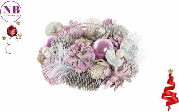 Portavela Piña Cristal Rosa Palo 19x19x9