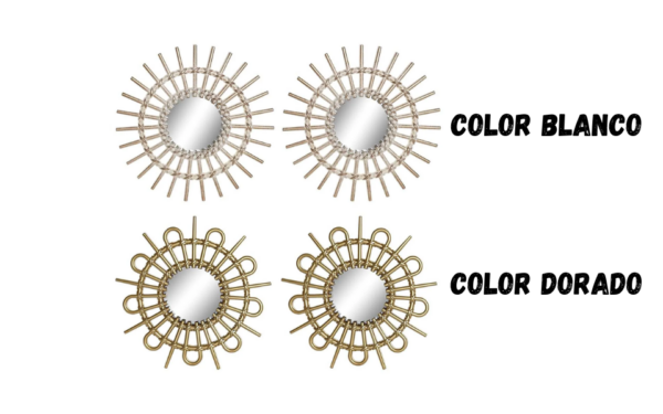 Juego de espejos decorativos 25x1.5x25 color dorado y blanco.