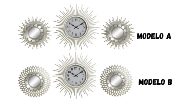 Reloj de pared conjunto 3 PP cristal 35x4x35