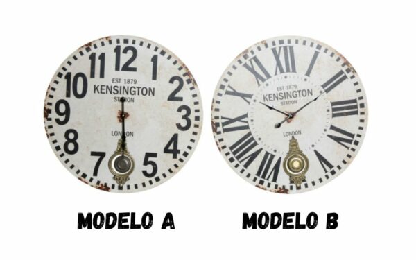 Reloj pared MDF metal péndulo 58x4x58