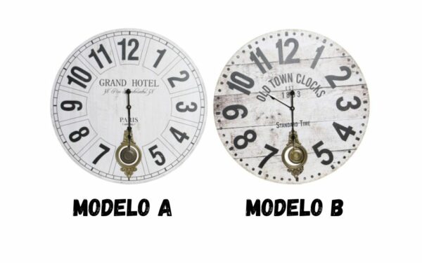 Reloj pared MDF metal péndulo 58x4x58