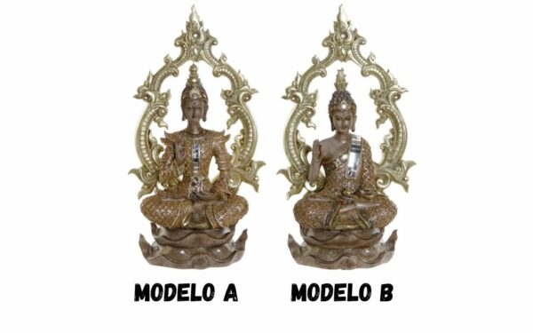 Figura espejo resina 20x11x37 Buda dorado