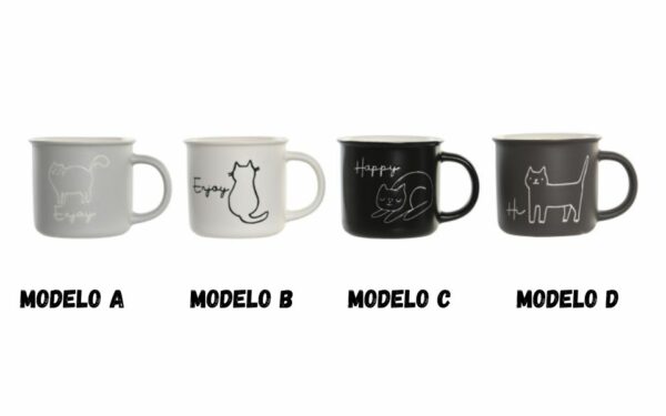 Mug porcelana 12,5x9,8x8,5 360ml, gato.
