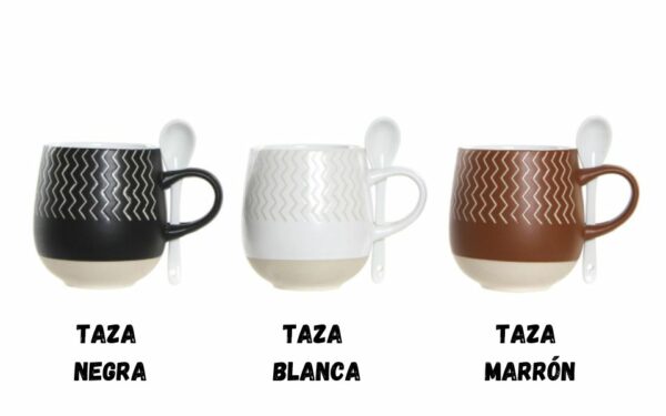 Taza gres 13x9,5x10 430ml, cuchara.