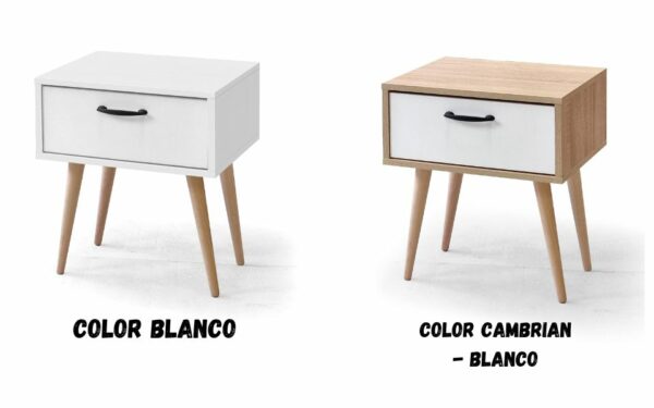 Mesita de 1 cajón y Patas de Madera 50x43x35.