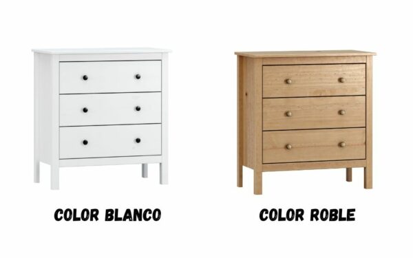 Cómoda 3 cajones 81x76x40 en kit.