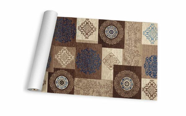 Alfombra vinílica a medida antimanchas para cocina salón etc- Patchwork marrón