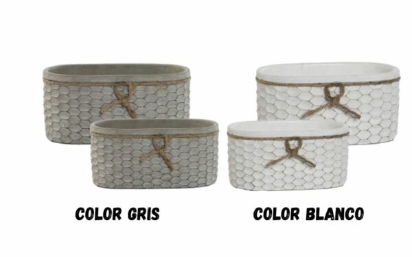 Set de 2 Maceteros de Cemento 23x13x11 cm, Panel de Abeja