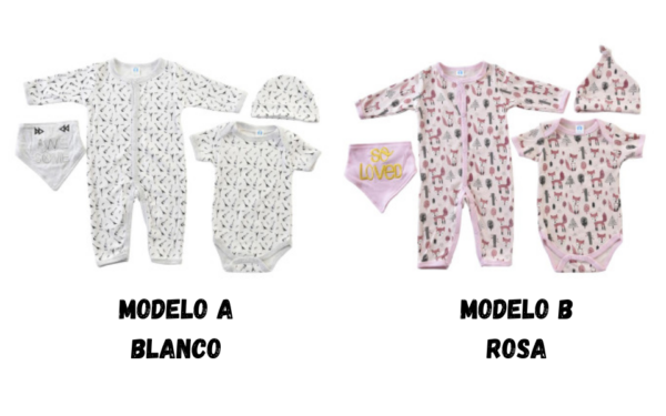 Set de Ropa para Bebé (4 piezas), Algodón, 55x1x40 cm, 0-6 meses