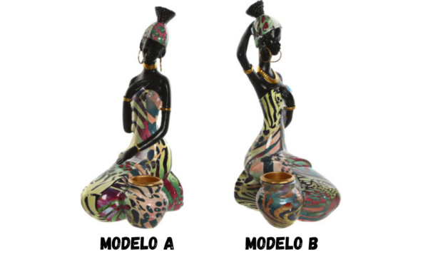 Figura Decorativa Africana, Cerámica, 9x7x16,5 cm