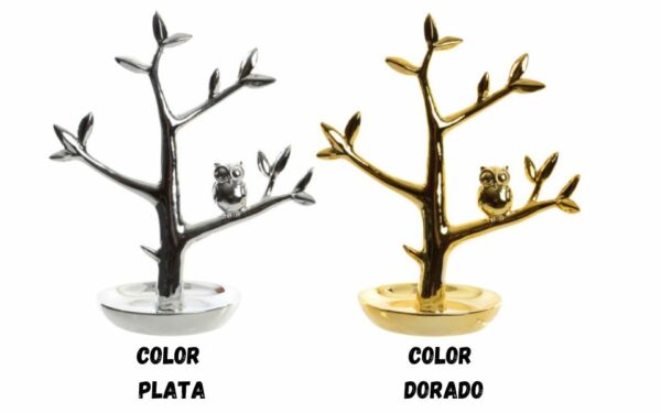 Anillero Árbol con Búho Decorativo - 14x7x17 cm