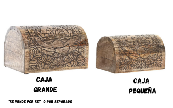 Joyeros Buda Madera de Mango Natural, 23x15x15 cm