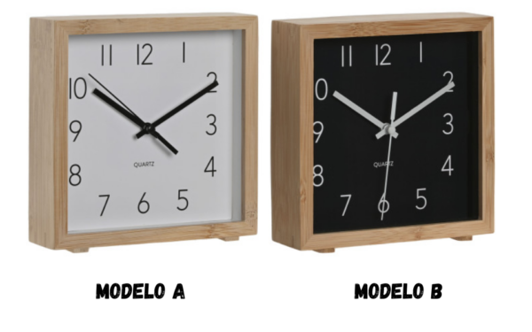 Reloj Despertador de Bambú Natural, 16x4,6x16 cm