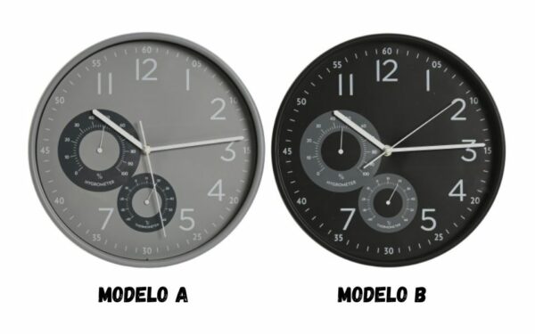 Reloj de Pared en PVC con Termómetro e Higrómetro – 30x4,7x30 cm