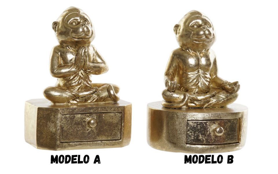 Figura decorativa de resina Mono con cajón 11 x 10,6 x 14,8 cm