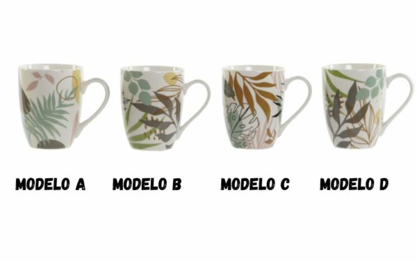 Mug de porcelana con diseño de hojas 11,5X8,3X10,5 – 340 ml