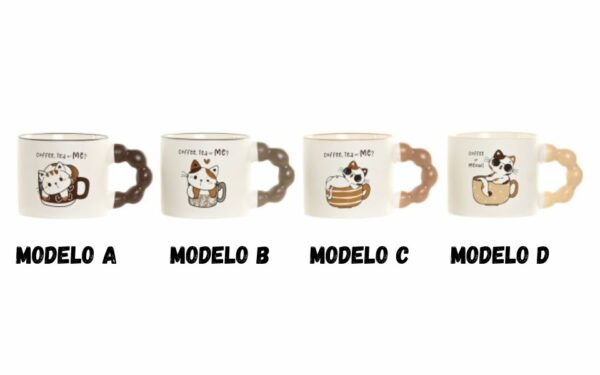 Mug de porcelana con diseño de gatos 13,5X9X8 – 335 ml