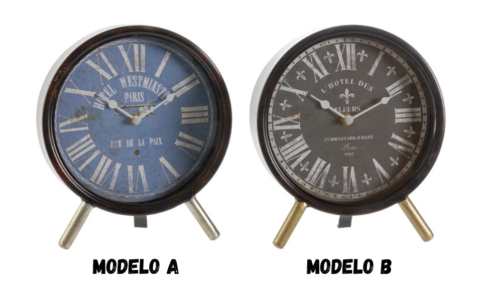 Reloj de sobremesa en metal y cristal – 24 cm