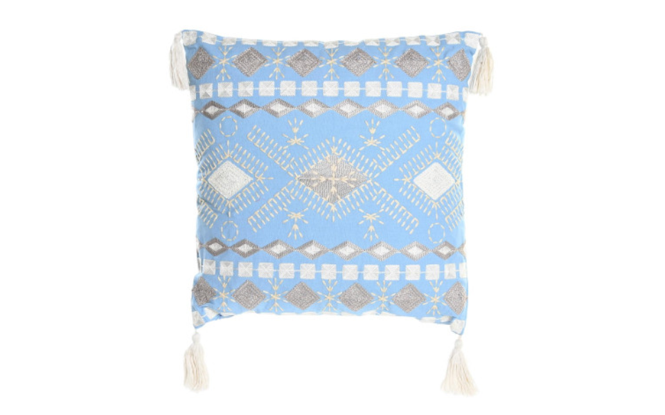 Cojín de algodón efecto desgastado azul – 40x40 cm