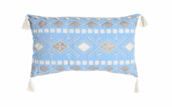 Cojín de algodón efecto desgastado azul – 60x35 cm