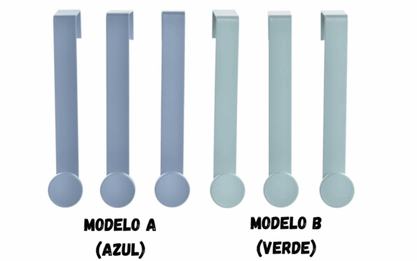 Set de 3 percheros metálicos de puerta – 2x5x17 cm