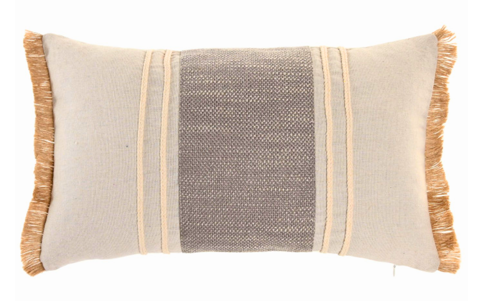 Cojín rectangular de algodón y yute beige – 30x50 cm