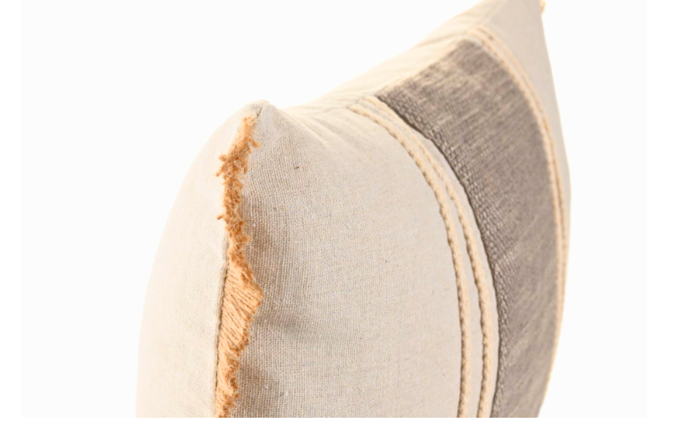 Cojín rectangular de algodón y yute beige – 30x50 cm - Imagen 2