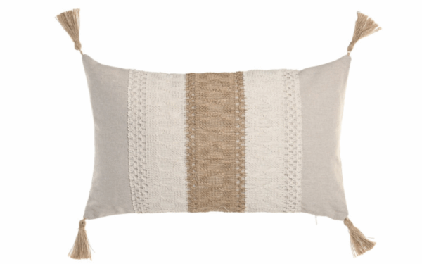 Cojín de algodón y yute crudo – 30x50 cm