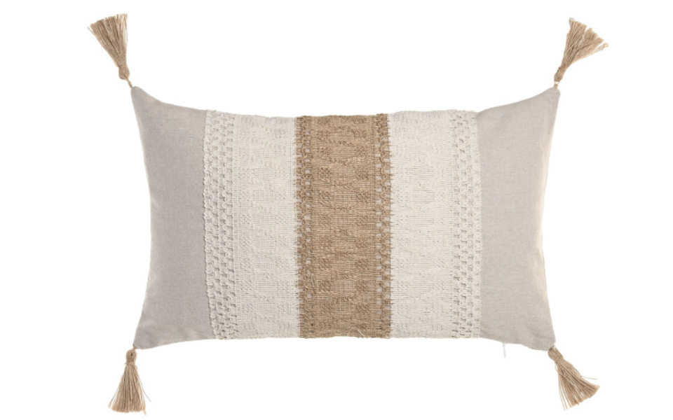 Cojín de algodón y yute crudo – 30x50 cm
