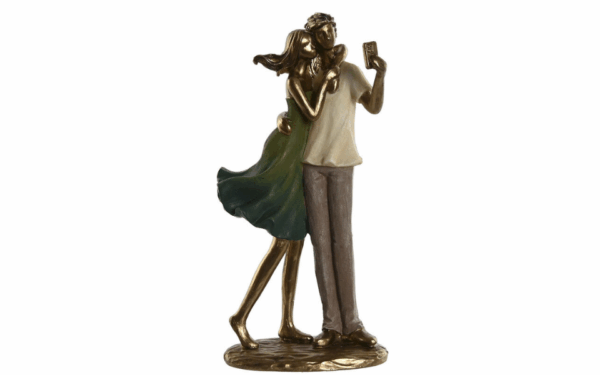 Figura decorativa de pareja “Selfie” en resina verde