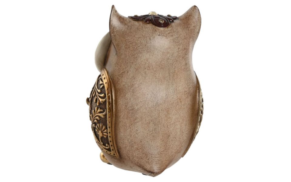 Figura búho en resina dorado naranja – 10x7x14 cm - Imagen 3