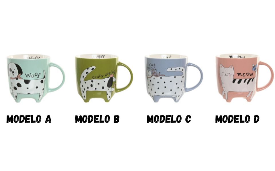Mug de porcelana con diseño de gato y perro – 360 ml