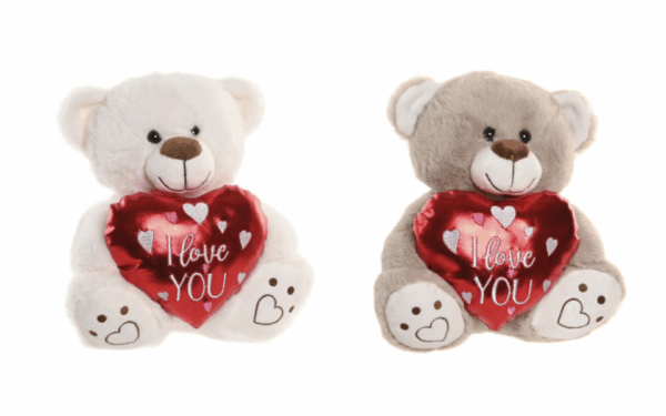 Peluche de oso con corazón en poliester 23 x 19 x 23 cm