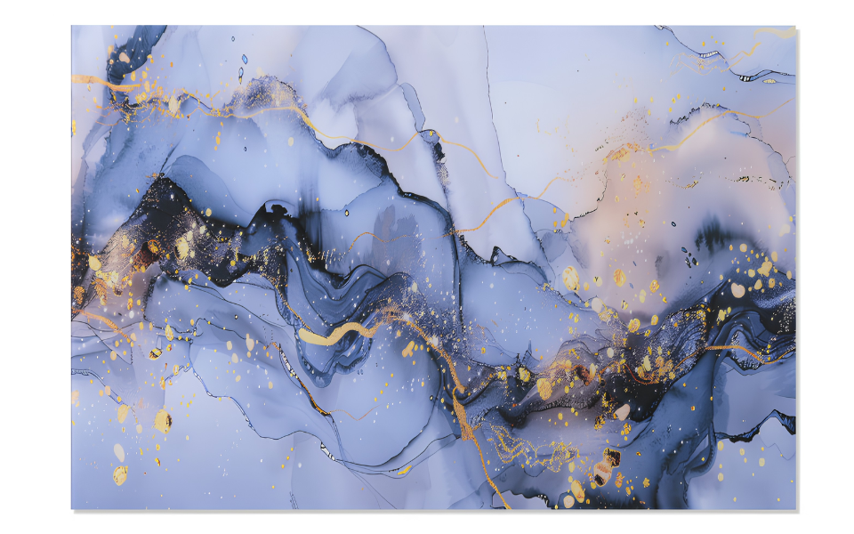 Cuadro moderno en cristal templado azul 80x0,4x120 cm