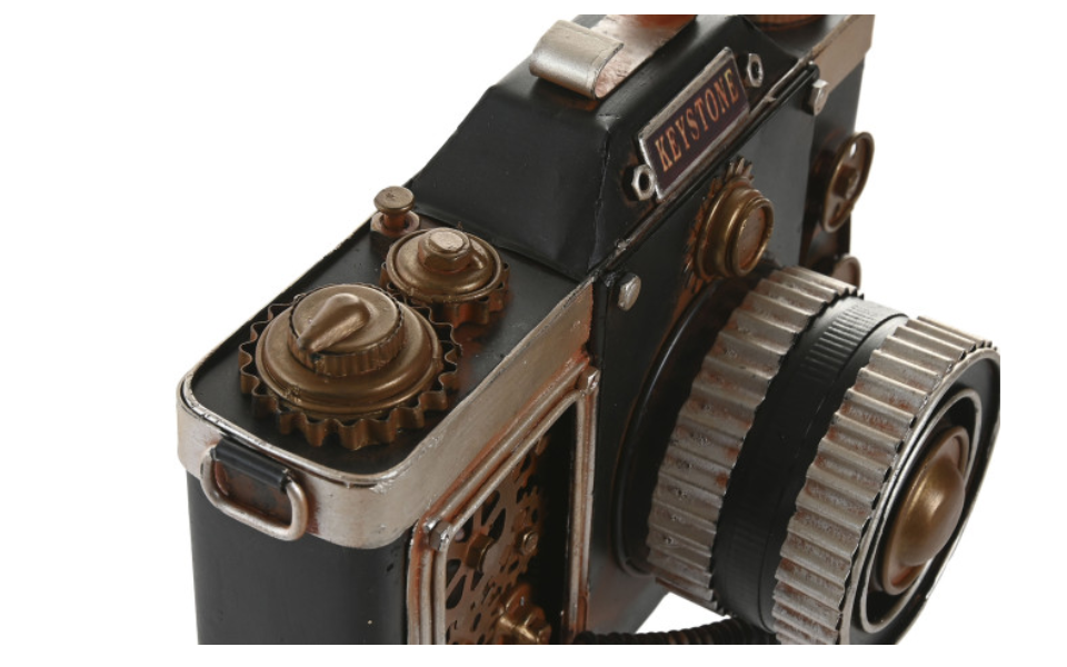 Figura decorativa metálica diseño cámara – Negro - Imagen 2