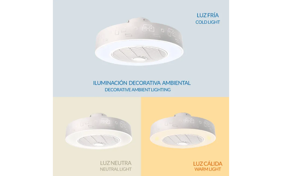 Ventilador de techo LED de CC ultrasilencioso Sticks de 36 W blanco con mando a distancia (modo Verano/ Invierno) - Imagen 5
