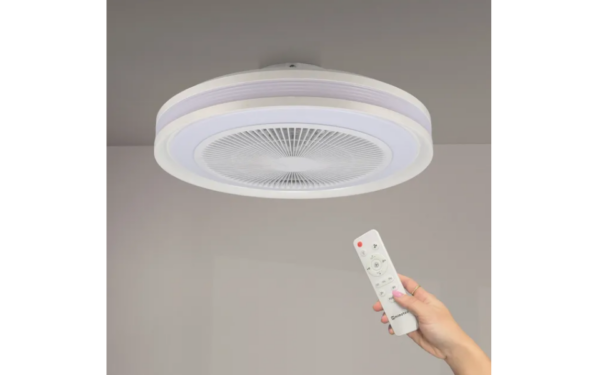 Ventilador de techo LED de 55 W (CCT+RGB, blanco, motor DC ultrasilencioso) con mando a distancia