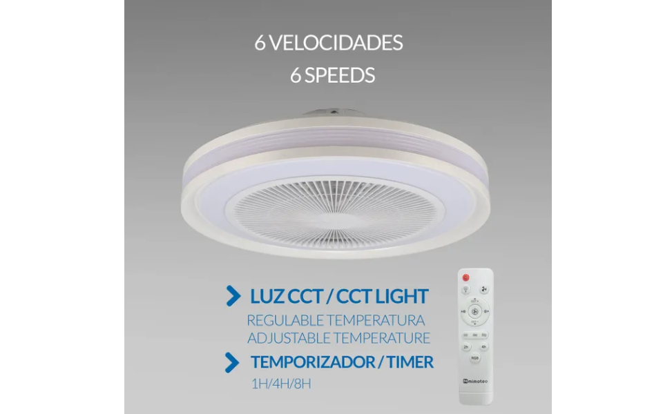 Ventilador de techo LED de 55 W (CCT+RGB, blanco, motor DC ultrasilencioso) con mando a distancia - Imagen 3