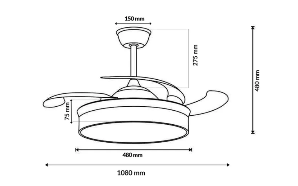 Ventilador de techo LED blanco Olga de 68 W – Motor de CC ultrasilencioso con mando a distancia y aspas retráctiles modos Verano/Invierno - Imagen 2
