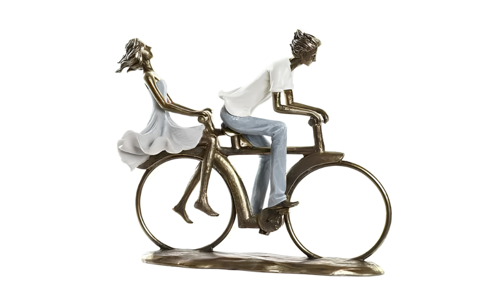 Figura Pareja en Bicicleta de Resina