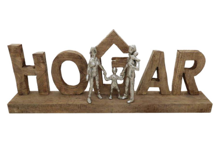 Decoración “Hogar” de madera de mango y aluminio
