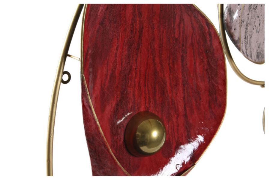 Decoración de pared de metal abstracta en negro, rojo y dorado - Imagen 2
