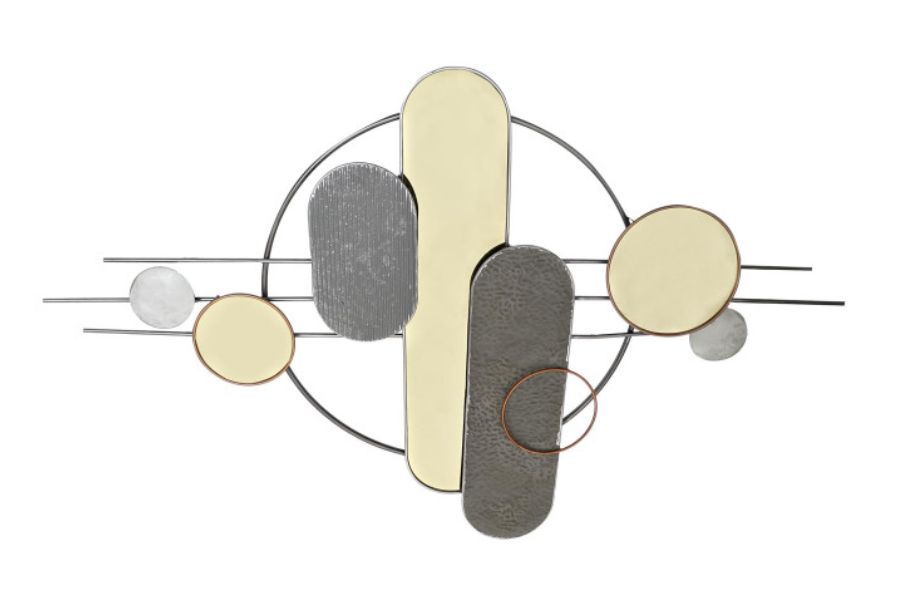 Decoración de pared moderna de metal y PVC con formas geométricas