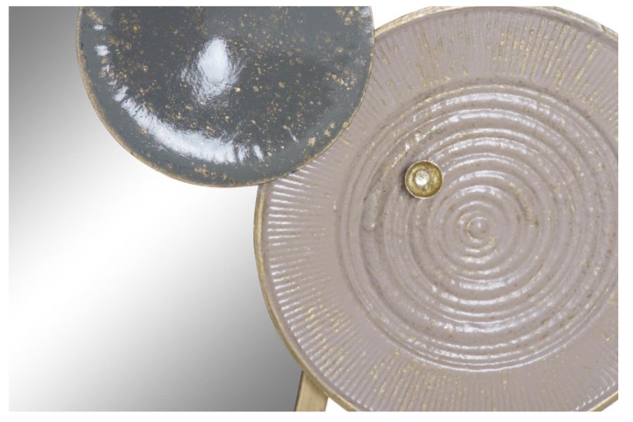 Decoración de pared de metal con espejo y círculos - Imagen 3