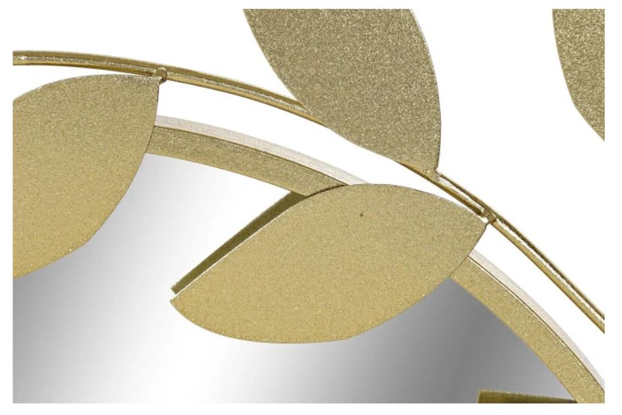 Espejo decorativo de metal dorado con diseño de hojas de laurel - Imagen 3