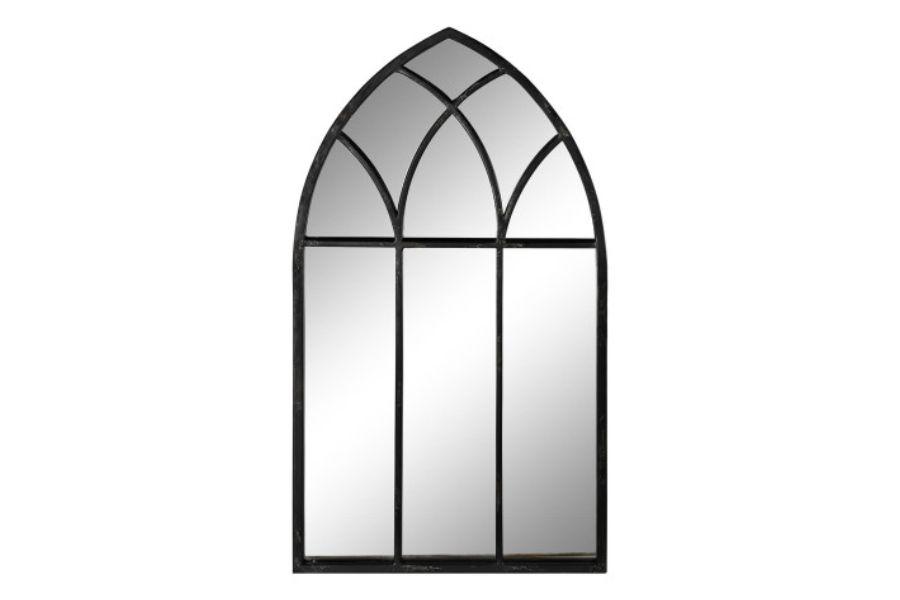 Espejo decorativo de metal negro estilo ventana