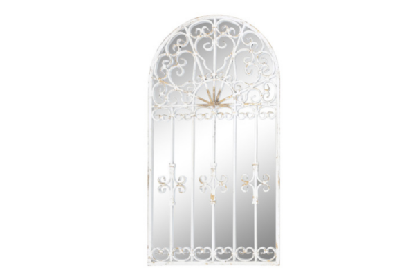Espejo de metal efecto ventana envejecido blanco