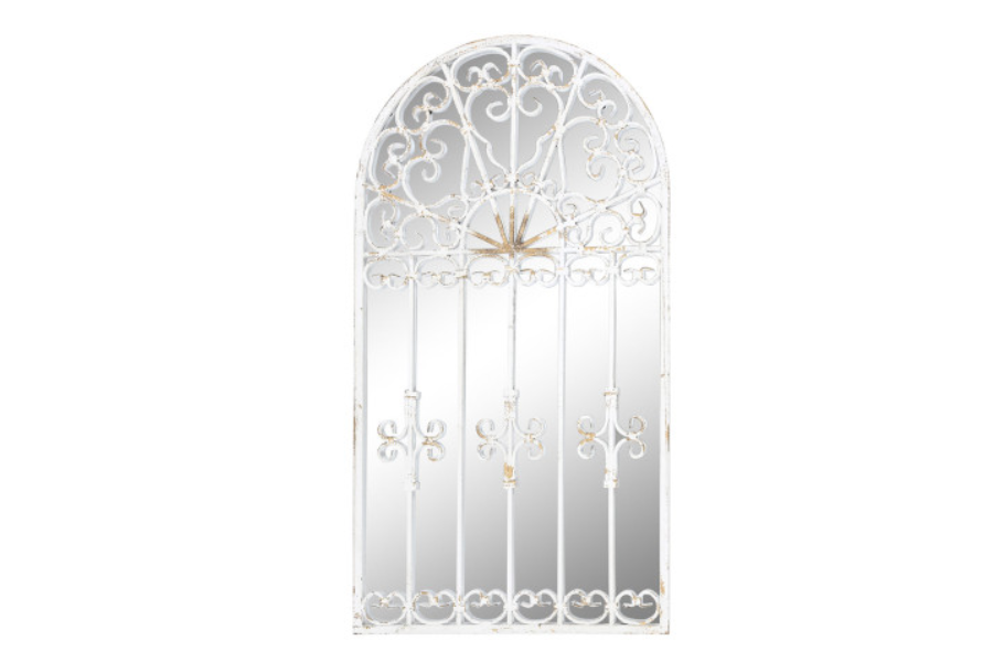 Espejo de metal efecto ventana envejecido blanco